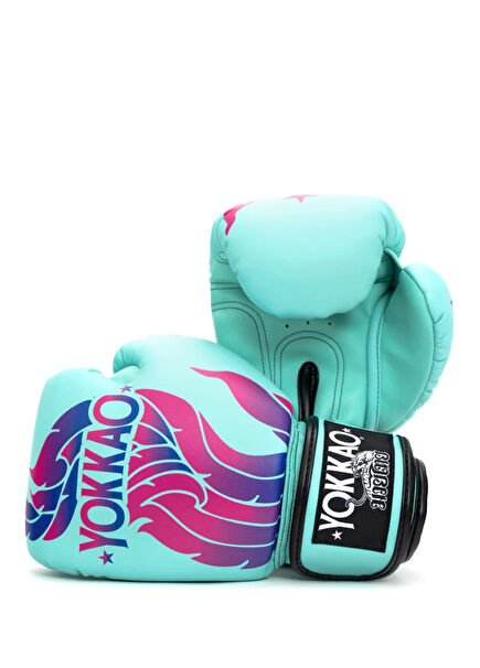Fly Rising Turquoise Leather 12 Oz Women Boxing + Kick Boxing + Muay Thai Gloves