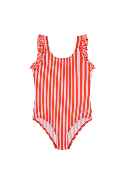 Jellybean Bay Pink Red Striped Girls' Swimsuit