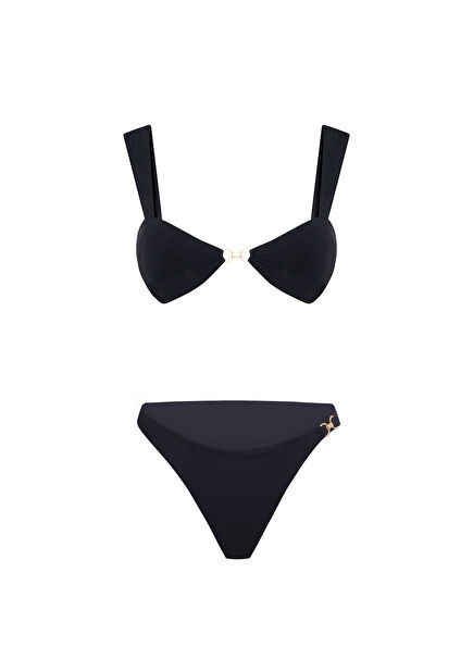 Dusk Nero Siyah Halka Detaylı Kadın Bikini Altı