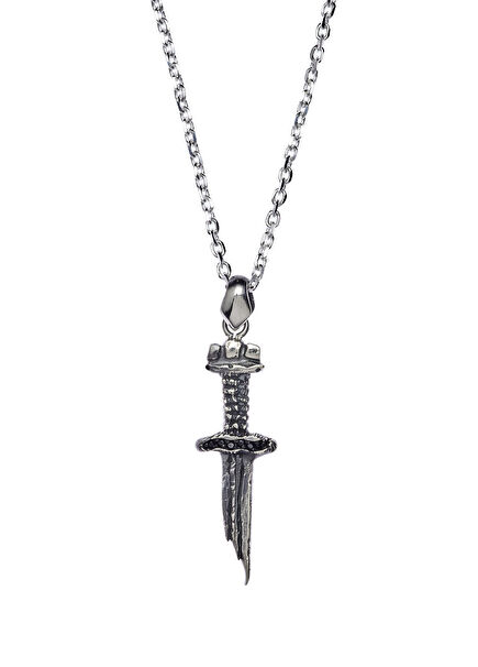 Zirkon Taşlı 925 Ayar Gümüş Kılıç Kolye