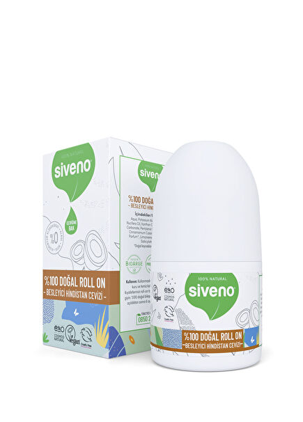 Natural Deodorant Herbal Vegan Coconut Roll On 50 ml