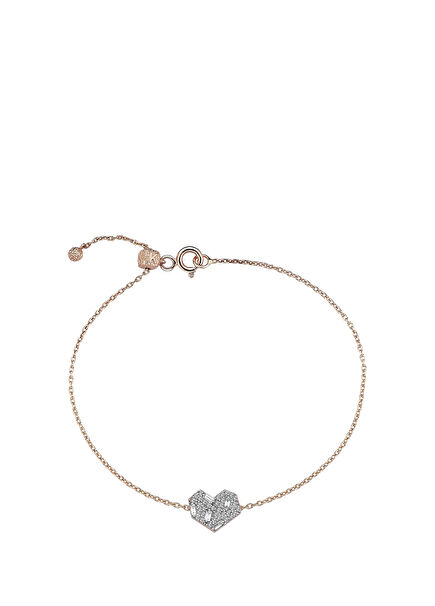 Kalp Detaylı Kadın Altın Bileklik