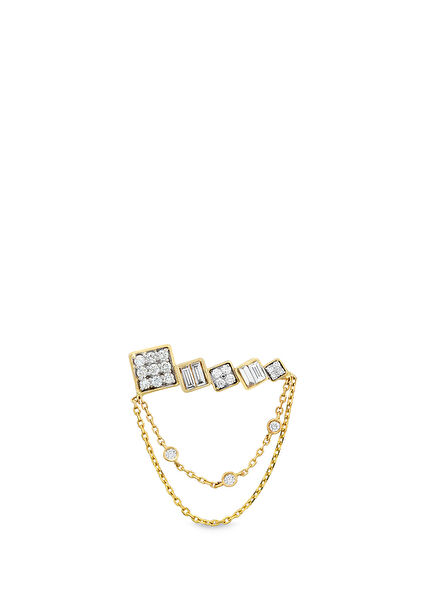 Square Diamond Women's Gold Earrings