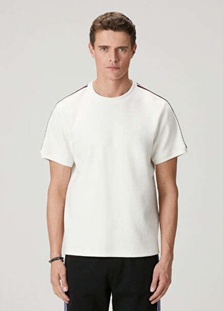 Off White Relax Fit Stripe Detail Pique T-Shirt