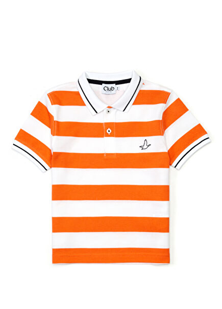 Turuncu Beyaz Polo Yaka Erkek Çocuk T-shirt