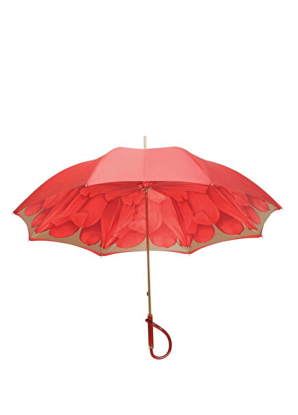 Dahlia Kırmızı Asetat Saplı Manuel Şemsiye
