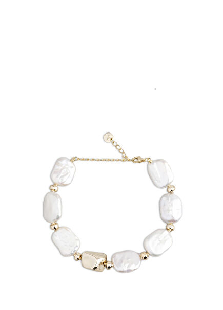 Vintage Style Pearl 18K Yellow Gold Plated Silver Women's Bracelet