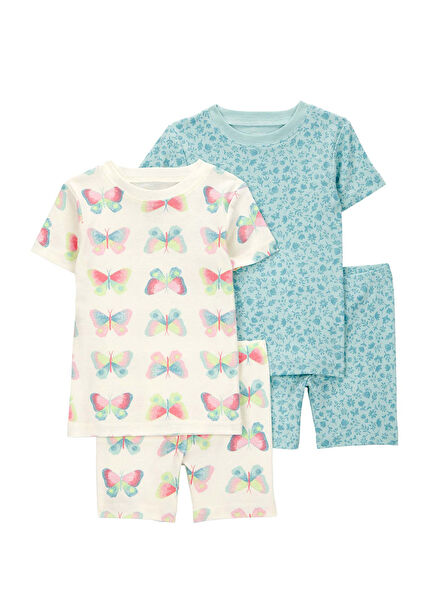 Renkli Kız Çocuk 4'lü Pijama Set