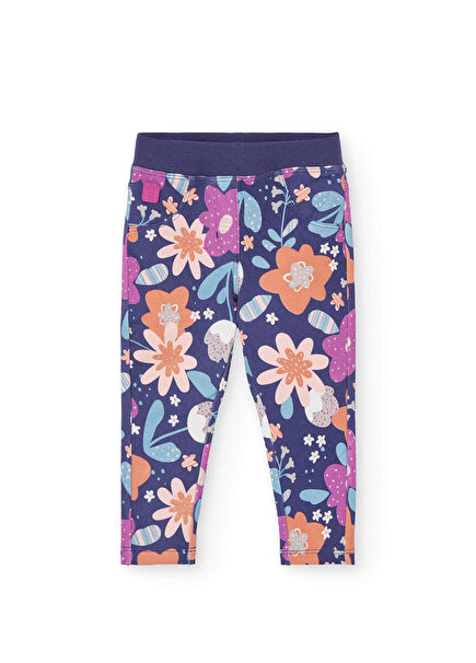 Renkli Çiçek Baskılı Kız Çocuk Tayt