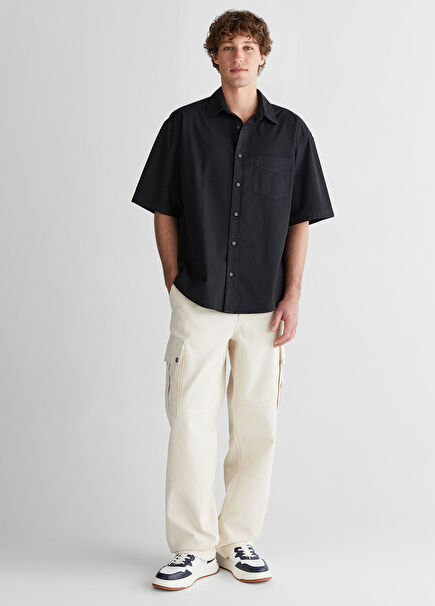 Krem Relaxed Fit Erkek Kargo Pantolon