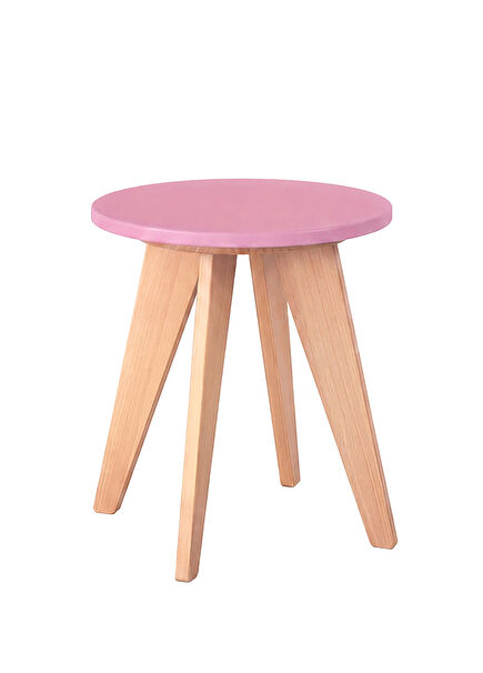 Pembe Ahşap Çocuk Taburesi