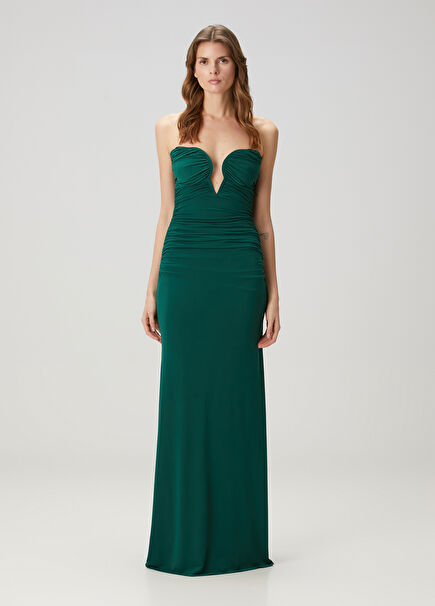 Lexi Green Strapless Maxi Evening Dress