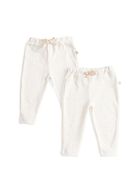 Twig Ecru Cotton Unisex Baby 2-Piece Pants Set
