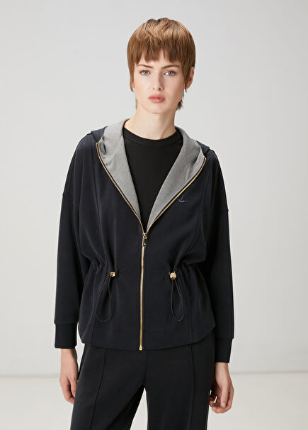 Black Hooded Cardigan