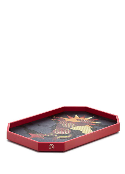 Octogone Pegasus Kırmızı Lake Küçük Boy Servis Tepsisi