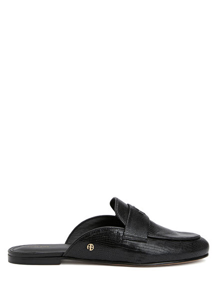 Corrine Black Women's Leather Slippers