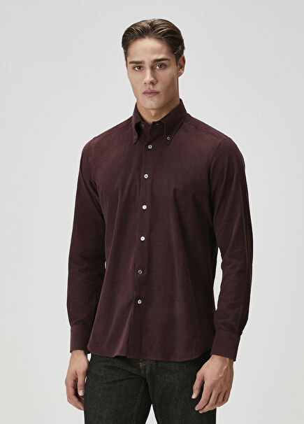 Eros Burgundy Velvet Shirt