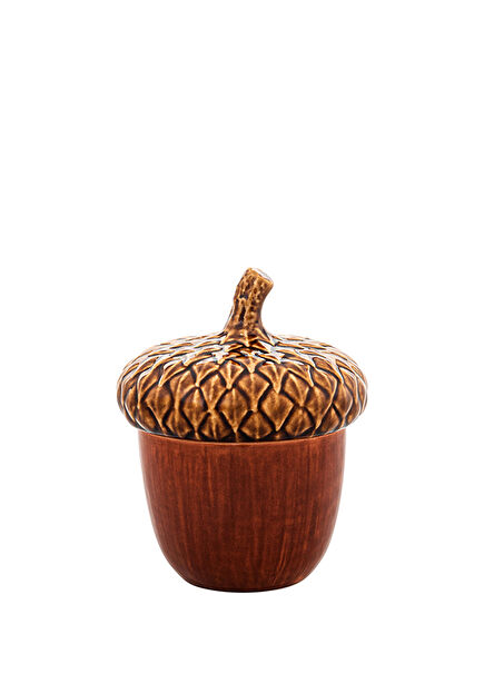 Gudrun Kozalak Kahverengi Seramik Saklama Kabı