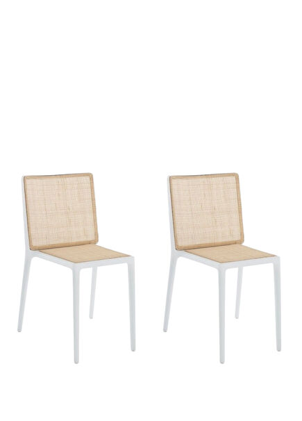 Belvedere Natural White Rattan 2-Seat Kitchen Chair