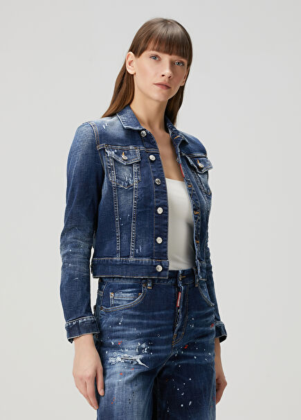Blue Distressed Denim Jacket