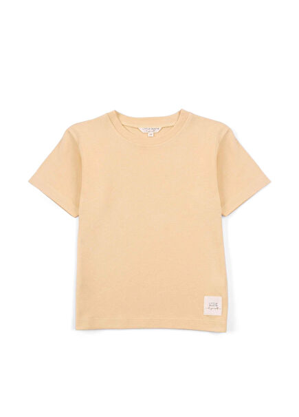 Sarı Bambu Oversize Kısa Kollu Unisex Çocuk T-shirt