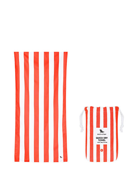 Cabana Wakiki Coral Çizgili Ekstra Büyük Boy Unisex Plaj Havlusu 90 x 200 cm