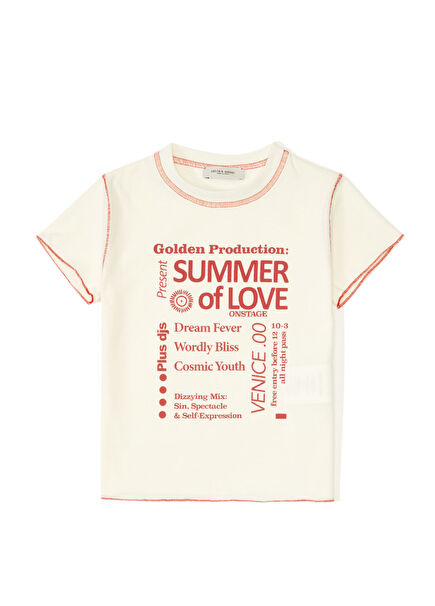 Kırmızı Beyaz Kız Çocuk T-shirt