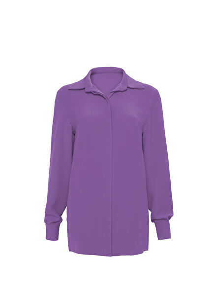 Carine Lila Uzun Kollu Kadın Gömlek
