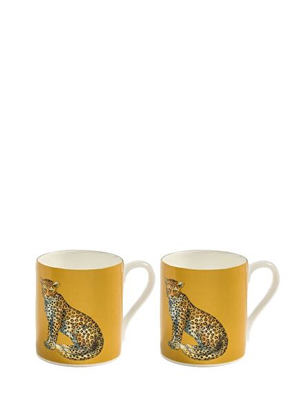 MW Leopard Gold Non Gild Bone China Set of 2 Trophies