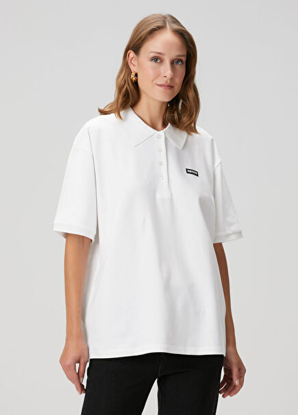 Oversized White Polo T-Shirt