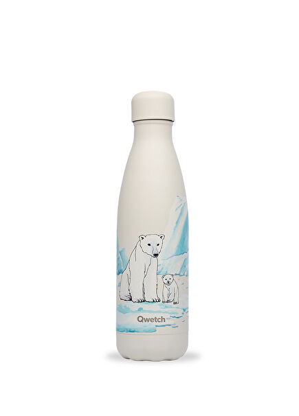 QD3464 Polar Bear Patterned Ivory Insulated Thermos 500 ml