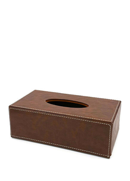 Tan Leather Wooden Napkin Holder