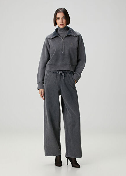 Barrel Fit Antrasit Jersey Pantolon