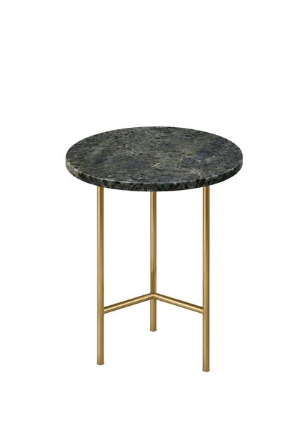 Alba Lemurian Labradorite Natural Stone Marble Top Steel Leg Side Table