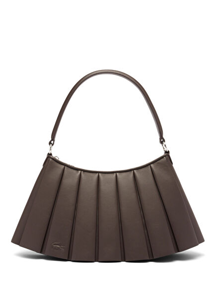 Lenglen Koyu Kahverengi Deri Medium Kadın Omuz Çantası