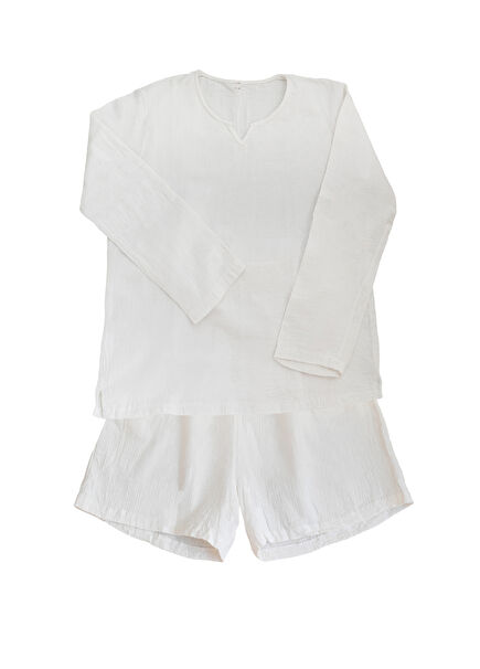 Krem Rengi Müslin Erkek 2'li Yoga Spor Takım