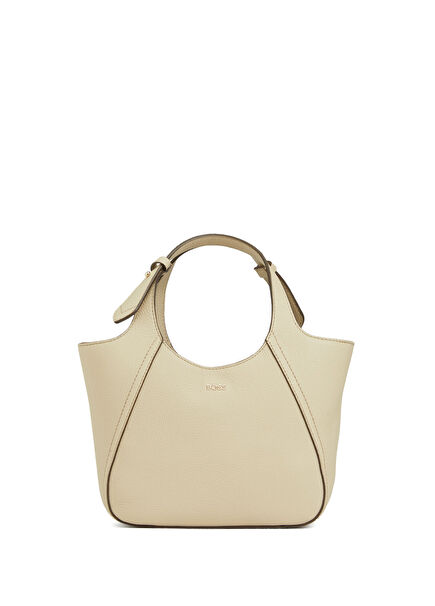 Bej Logolu Kadın Deri Çanta