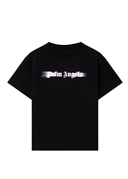 Pembe Siyah Baskılı Kız Çocuk T-shirt