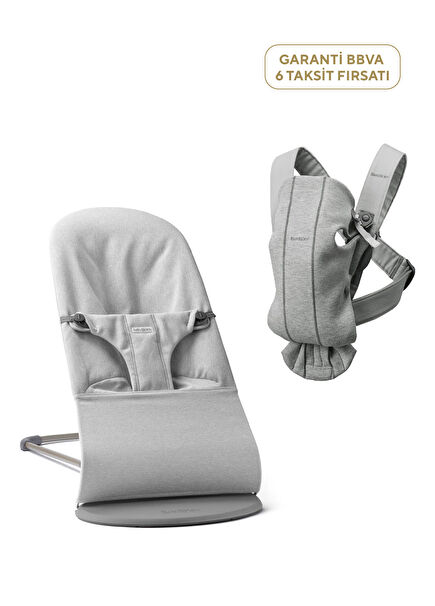 Bliss Woven 0-13 kg Baby Carrier and Melange Mini 3D Jersey Light Grey Kangaroo Set of 2