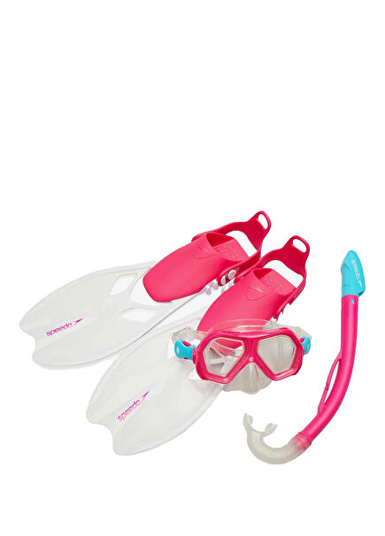 Dual Lens & Snorkel Pink Kids Flipper Set