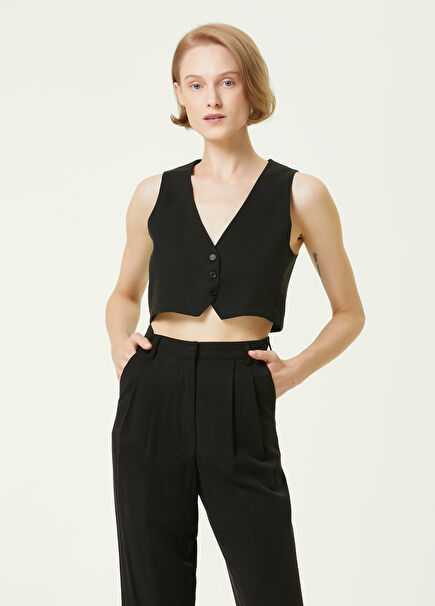 Oslo Button Detailed Black Vest