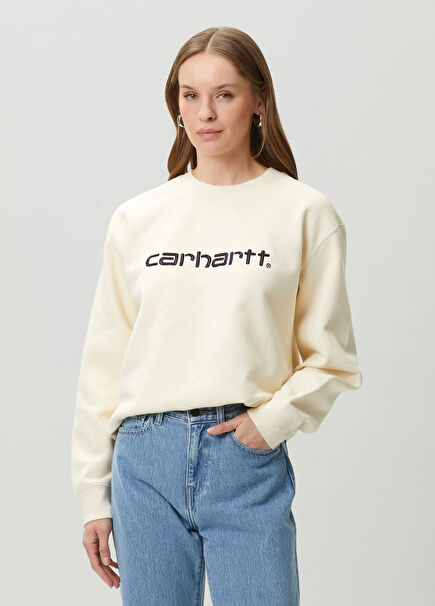 Krem Logolu Sweatshirt