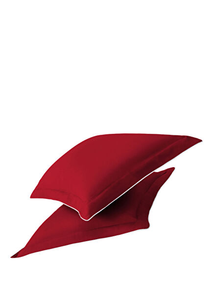 White Piped Red Oxford Pillowcase 50x70 cm