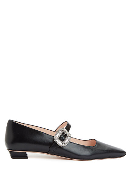 Black Leather Ballet Flats
