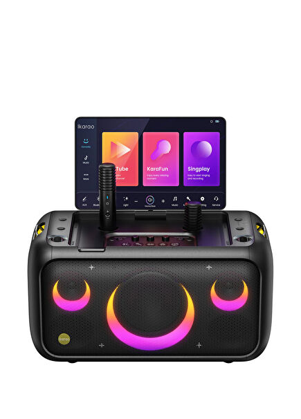 Partybox Break X1 460W Karaoke Bluetooth Speaker Set Built-in 13.3" Tablet 2 Wireless Microphones Portable Sound Bomb with RGB Light