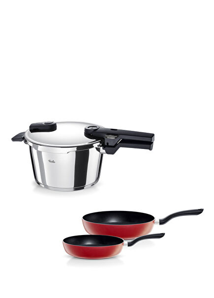 Vitaquick Glossy 4.5 Lt Pressure Cooker + Red Cenit Pan Set