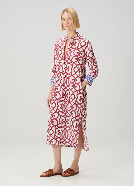 Mila Geometric Patterned Midi Beach Dress