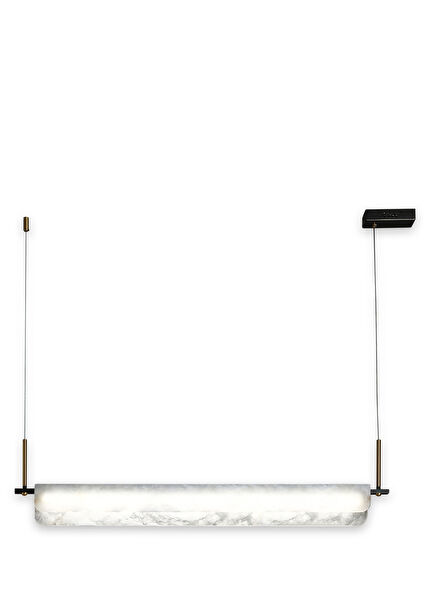 Orkos Tumbled White Marble Single Led Pendant Chandelier