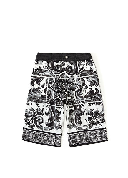 Black White Boys Denim Bermuda