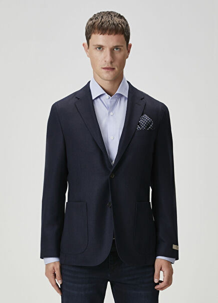 Drop 7 Navy Blue Wool Jacket